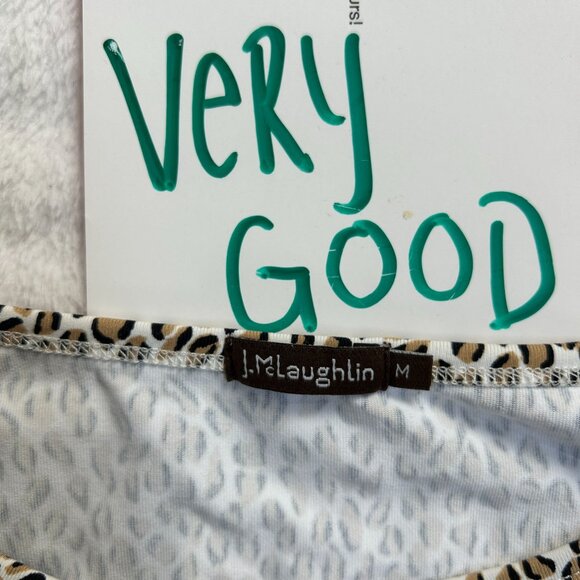 J. McLaughlin Womens Leopard Print 3/4 Sleeve Top Medium Brown Stretch Casual - Picture 3 of 8